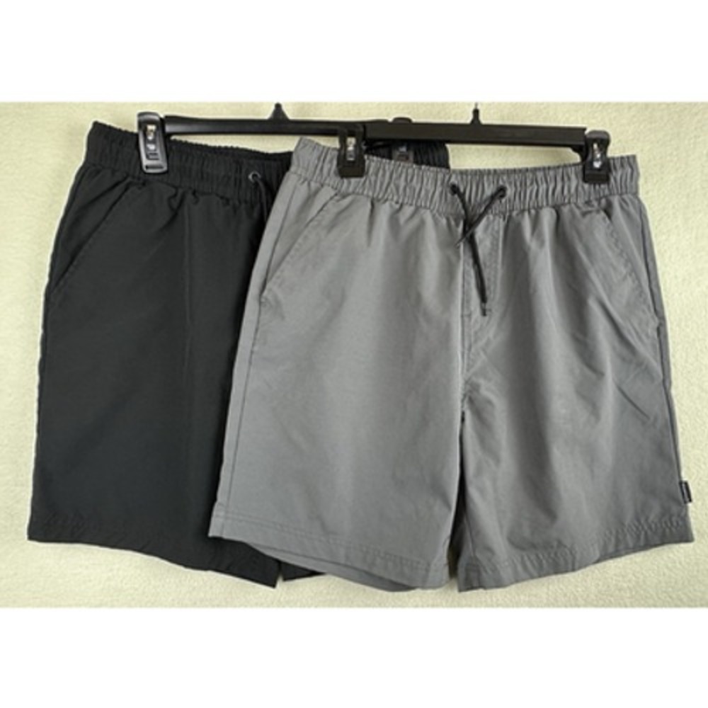 South Pole Mens Size Large Shorts 2 Pair Black & Gray Stretch Authentic Coll.